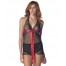 Babydoll μαύρο με κορδέλα σατέν κοκκινο